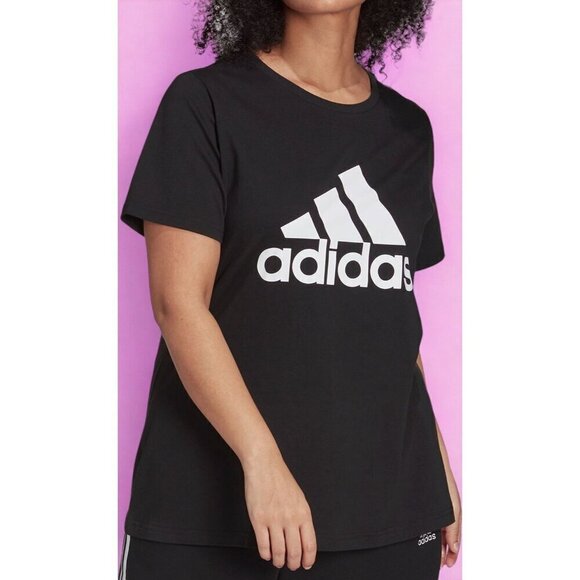 Adidas Badge of Sports Short Sleeve Black Tee Cotton Round Neck NEW Small - Picture 3 of 9